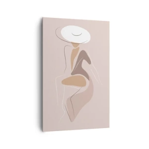 Quadro su tela - Stampe su Tela - Silhouette minimalista di una donna con un cappello - 80x120cm - Essere una dama - Decorazione murale moderna per soggiorno e camera da letto ARTTOR