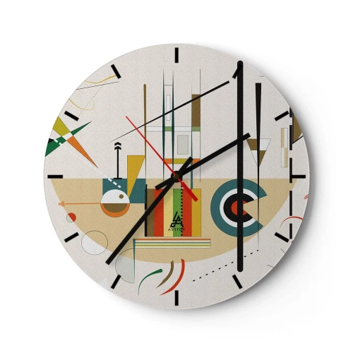 Orologio da parete - Orologio in Vetro - Composizione geometrica in stile astratto - 30x30cm - E il mondo ride - Decorazione murale moderna per soggiorno, cucina e camera da letto ARTTOR