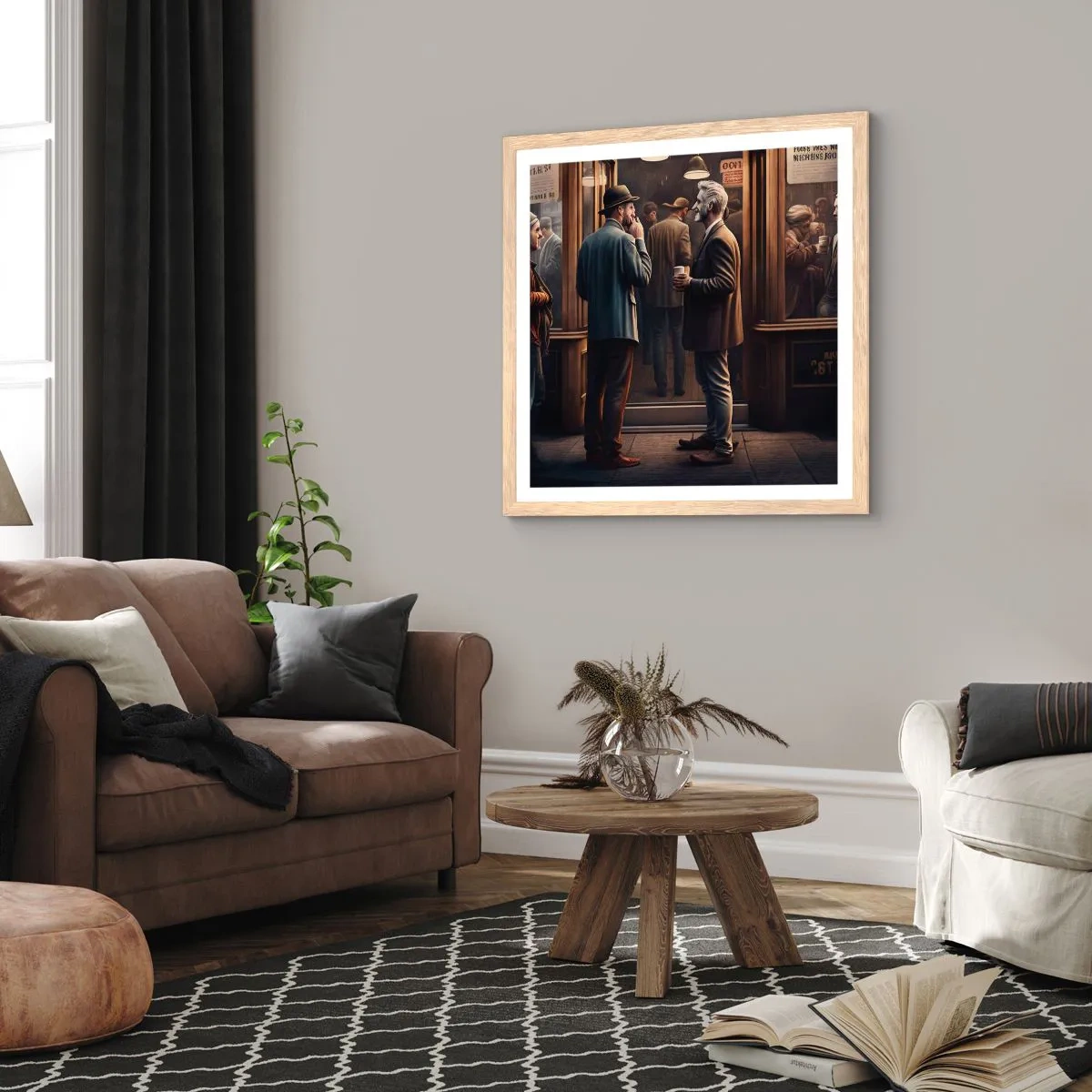 Poster in cornice rovere chiaro - Il buon momento della giornata - 30x30 cm