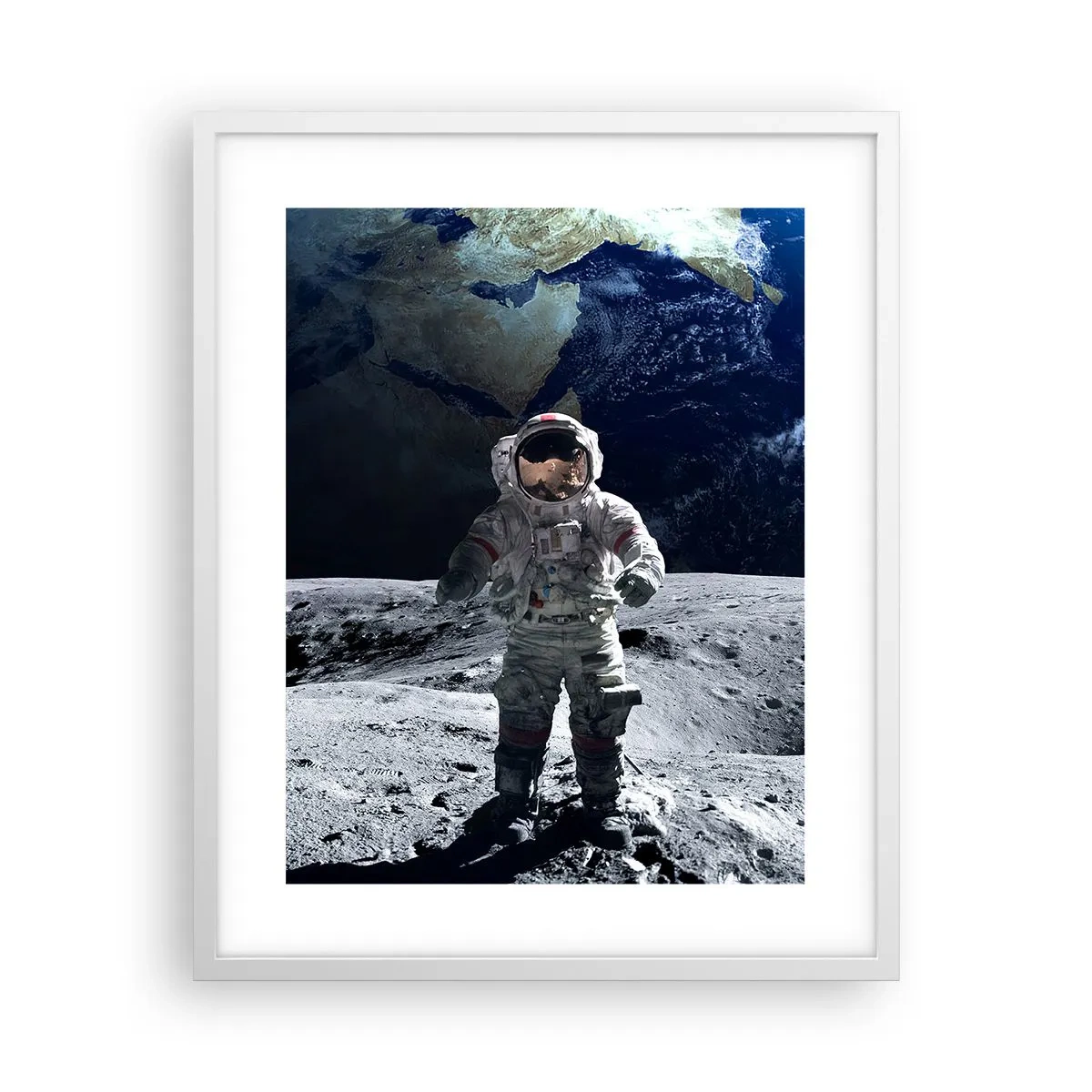 Poster in cornice bianca - Saluti dalla luna - 40x50 cm