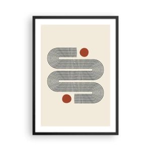 Poster in cornice nera - Motivo geometrico con linee e cerchi rossi - 50x70cm - Dall'inizio alla fine - Decorazione murale moderna per soggiorno e camera da letto ARTTOR