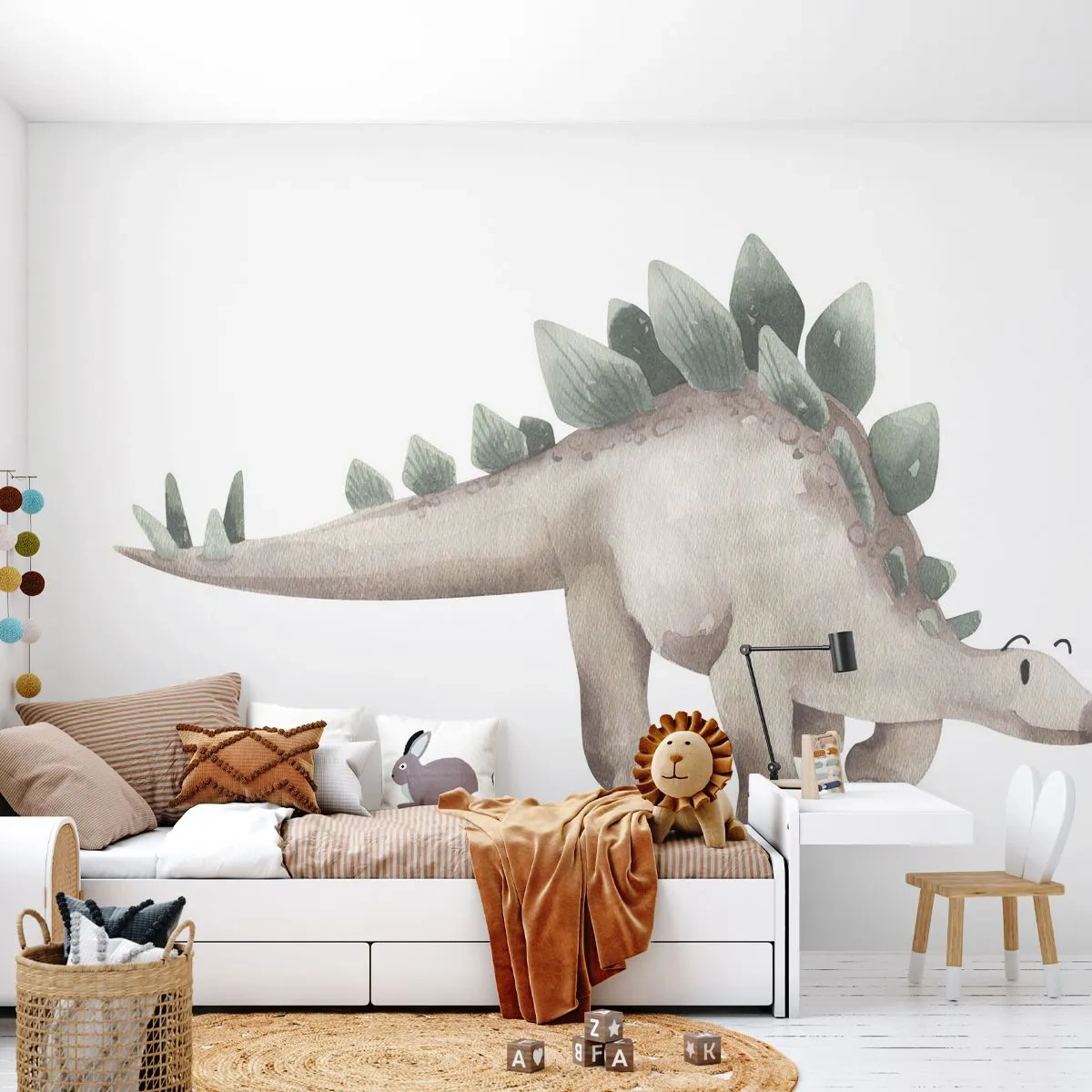 Fotomurali Premium Canvas - Sono vostro amico - Dinosauro, Bambini, Stegosauro - 200x140 cm