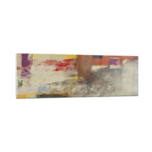 Quadro su vetro - Astrazione colorata con forme geometriche - 160x50cm - Geometria dei colori - Decorazione murale moderna per soggiorno e camera da letto ARTTOR