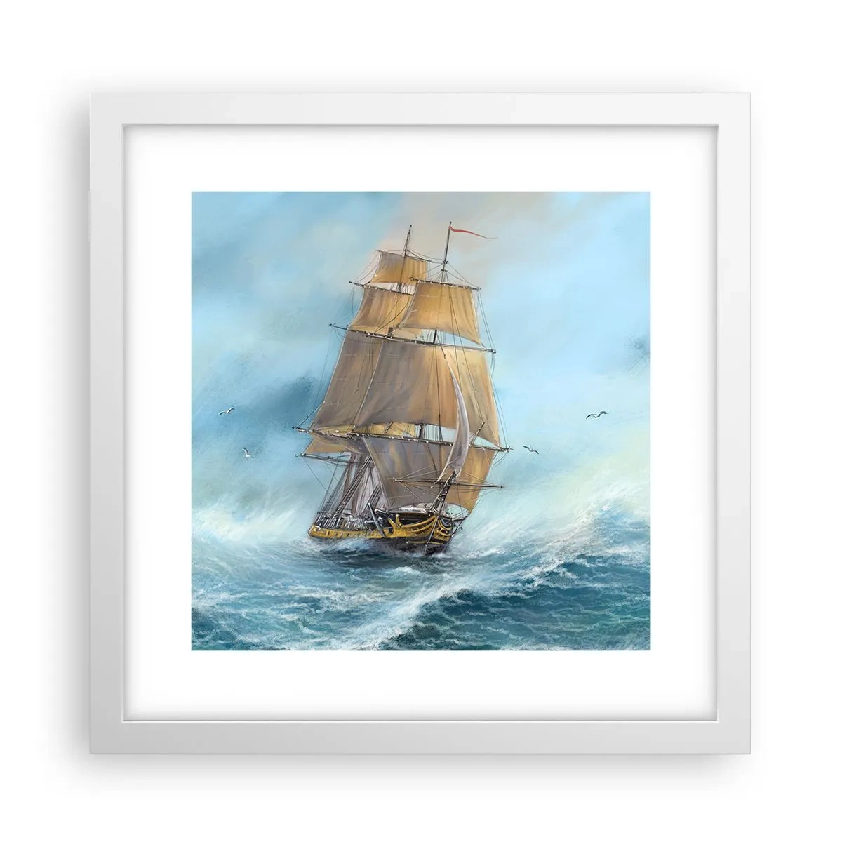 Poster in cornice bianca - Frangendo i flutti - 30x30 cm