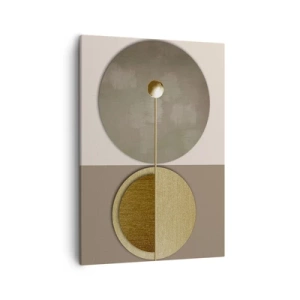 Quadro su tela - Stampe su Tela - Cerchi astratti nei toni dell'oro e del beige - 50x70cm - Equilibrio perfetto - Decorazione murale moderna per soggiorno e camera da letto ARTTOR