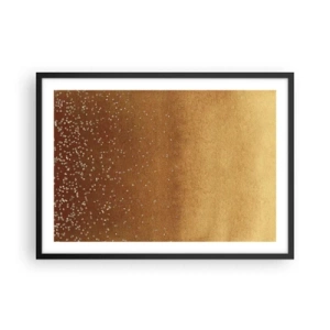 Poster in cornice nera - Una sfumatura dorata con sottili riflessi e decorazioni - 70x50cm - La nascita della luce - Decorazione murale moderna per soggiorno e camera da letto ARTTOR
