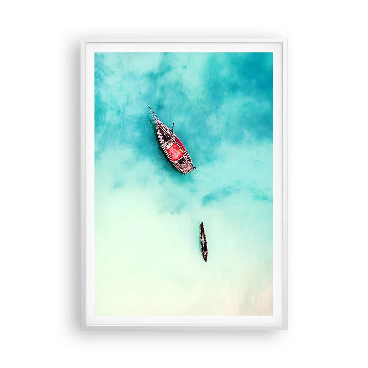 Poster in cornice bianca - Nelle spiagge di Zanzibar, quando c'è troppa acqua... - 70x100 cm