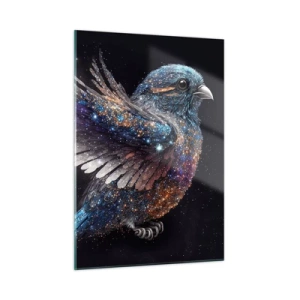 Quadro su vetro - Passerotto spaziale con brillantini diamantati - 50x70cm - Passero di diamante - Decorazione murale moderna per soggiorno e camera da letto ARTTOR