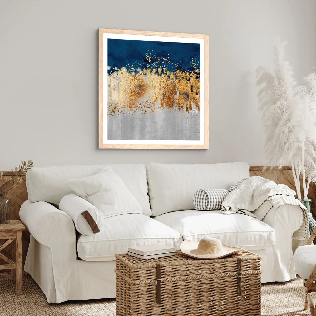 Poster in cornice rovere chiaro - Composizione moderna con bagliore - 40x40 cm