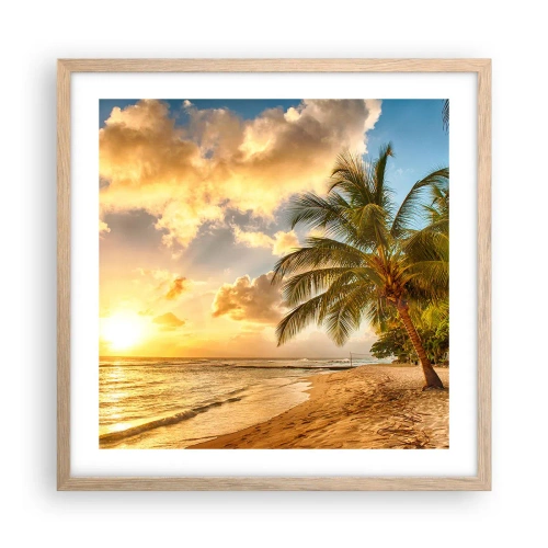 Poster in cornice rovere chiaro - Estate perpetua, vacanze per sempre - 50x50 cm