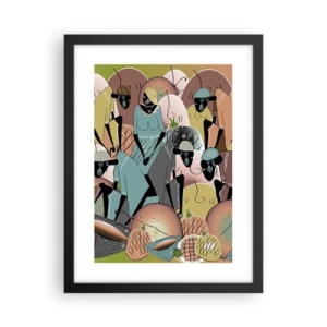 Poster in cornice nera - Arriva la grande festa - 30x40 cm