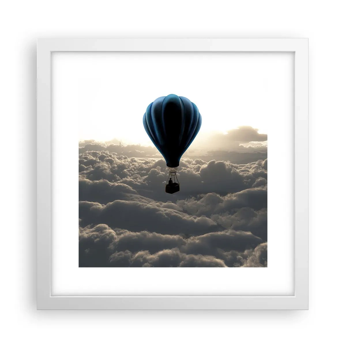 Poster in cornice bianca - Viaggiatore sopra le nuvole - 30x30 cm