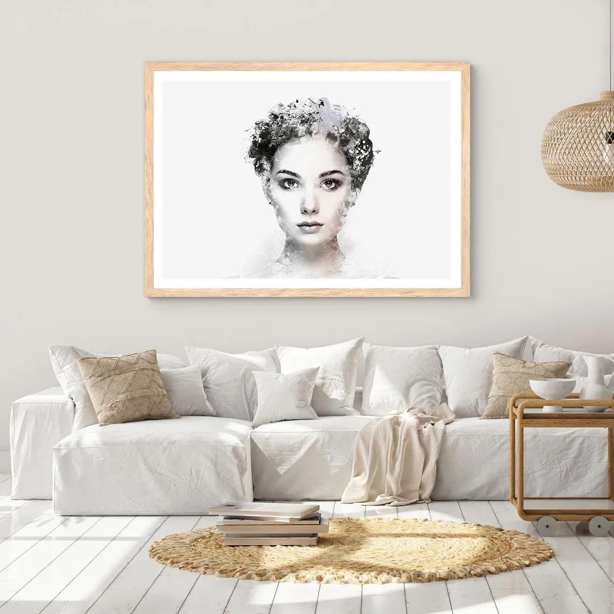 Poster in cornice rovere chiaro - Ritratto estremamente alla moda - 50x40 cm