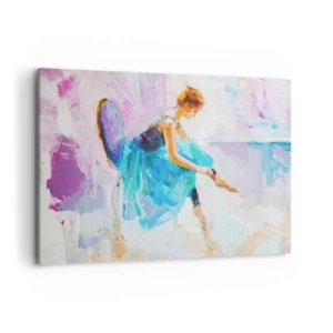 Quadro su tela - Stampe su Tela - Una ballerina si prepara a ballare in tonalità pastello. - 120x80cm - Grazia ineffabile, fascino sottile - Decorazione murale moderna per soggiorno e camera da letto ARTTOR