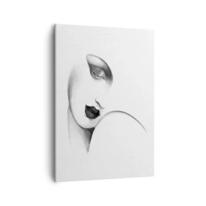 Quadro su tela - Stampe su Tela - Un sottile ritratto di una donna in stile monocromatico - 50x70cm - Nello stile di Lempicka - Decorazione murale moderna per soggiorno e camera da letto ARTTOR