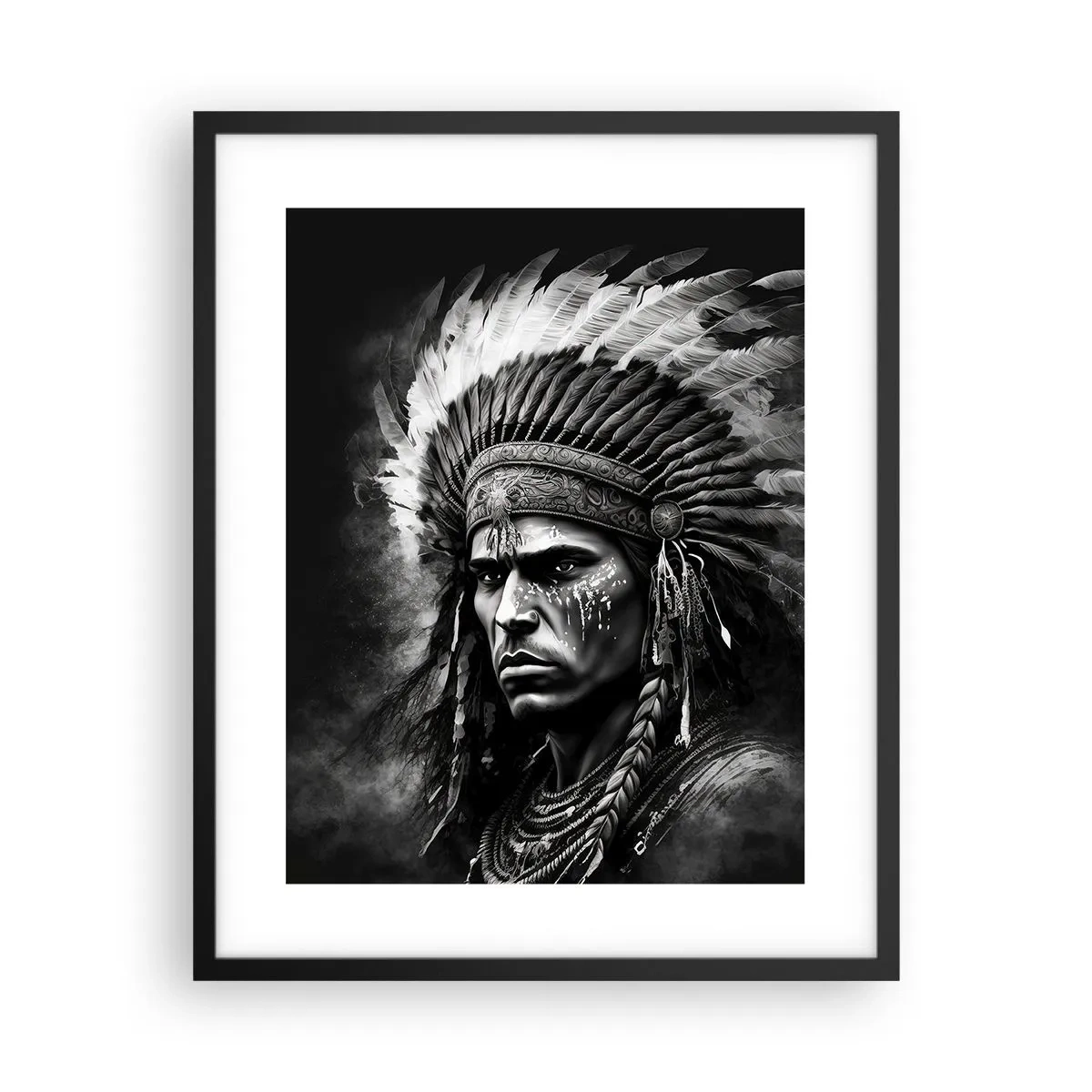 Poster in cornice nera - Capo e guerriero - 40x50 cm