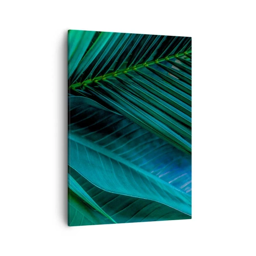 Quadro su tela - Stampe su Tela - Primo piano delle foglie verdi tropicali - 50x70cm - Anatomia del verde - Decorazione murale moderna per soggiorno e camera da letto ARTTOR