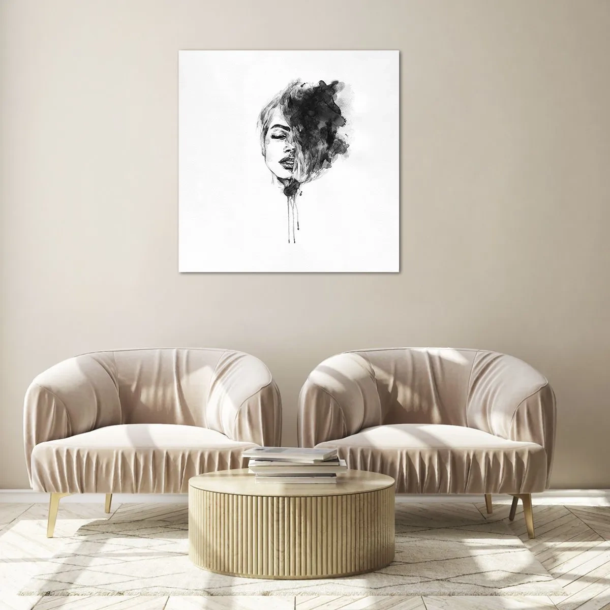 Quadro su vetro - Cosa sogna la ragazza - 60x60 cm
