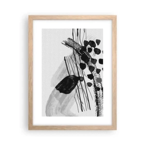 Poster in cornice rovere chiaro - Astrazione organica in bianco e nero - 30x40 cm