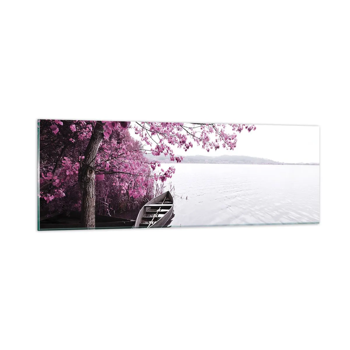 Quadro su vetro - Nel silenzio rosa - 90x30 cm