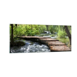 Quadro su vetro - Sulla cascata spumeggiante - 100x40 cm