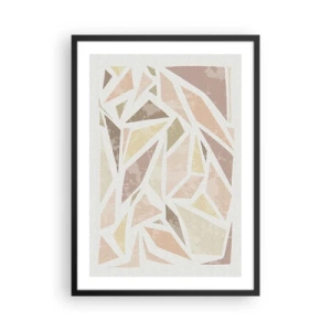 Poster in cornice nera - Astrazione geometrica in tonalità pastello - 50x70cm - Composizione da vetrata - Decorazione murale moderna per soggiorno e camera da letto ARTTOR