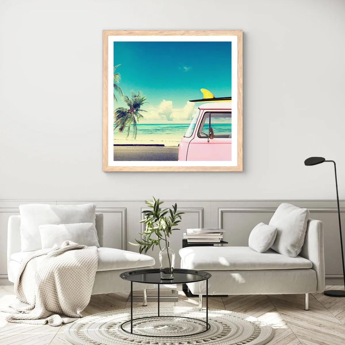 Poster in cornice rovere chiaro - Tempo di vacanze - 60x60 cm