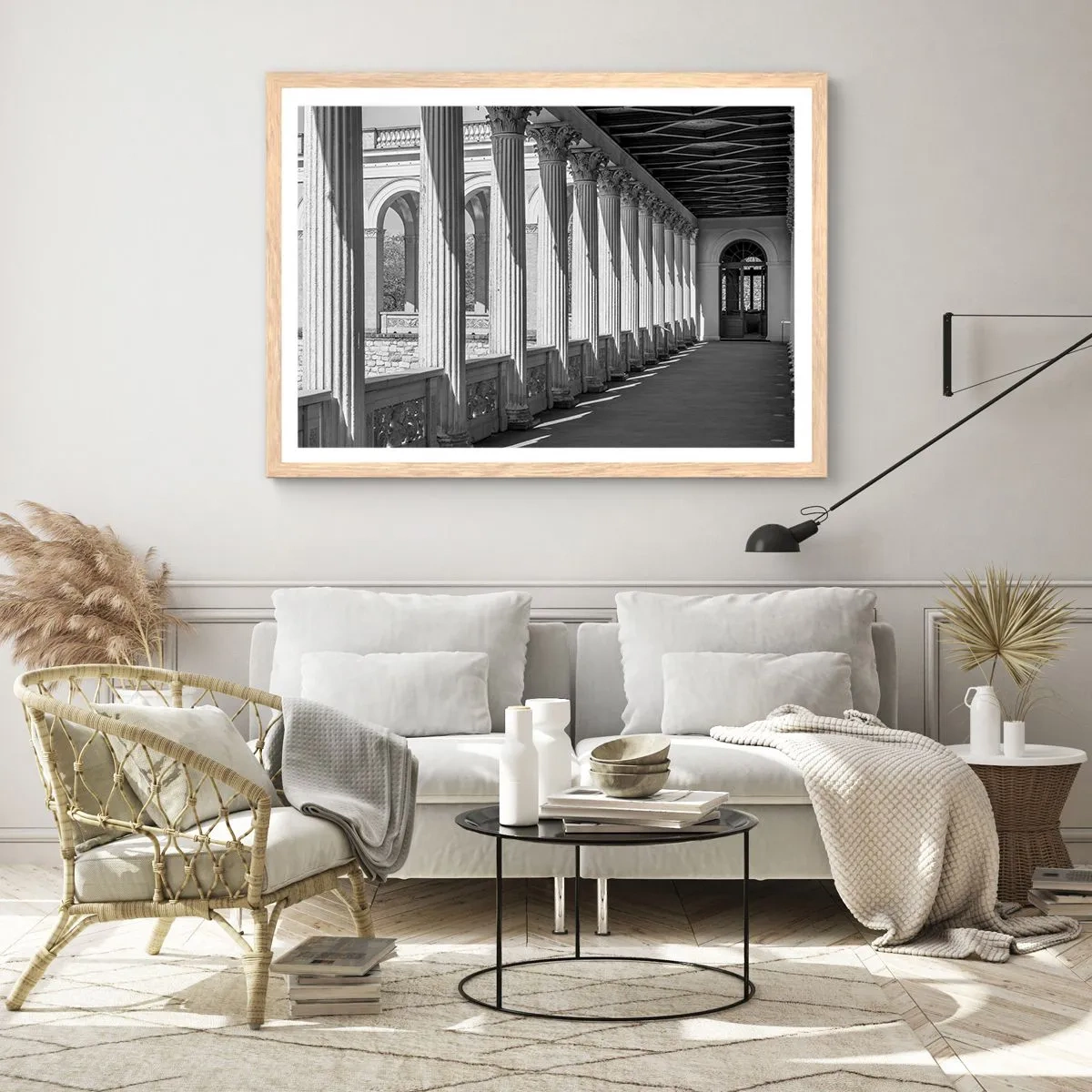 Poster in cornice rovere chiaro - Portico soleggiato - 100x70 cm