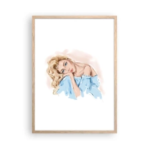 Poster in cornice rovere chiaro - Sognante nel blu - 50x70 cm