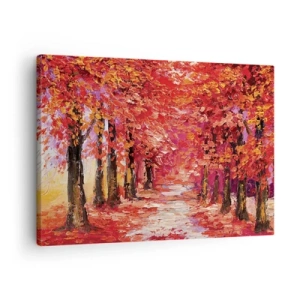 Quadro su tela - Stampe su Tela - Un pittoresco vicolo dai colori autunnali in stile impressionista - 70x50cm - Impressione d'autunno - Decorazione murale moderna per soggiorno e camera da letto ARTTOR