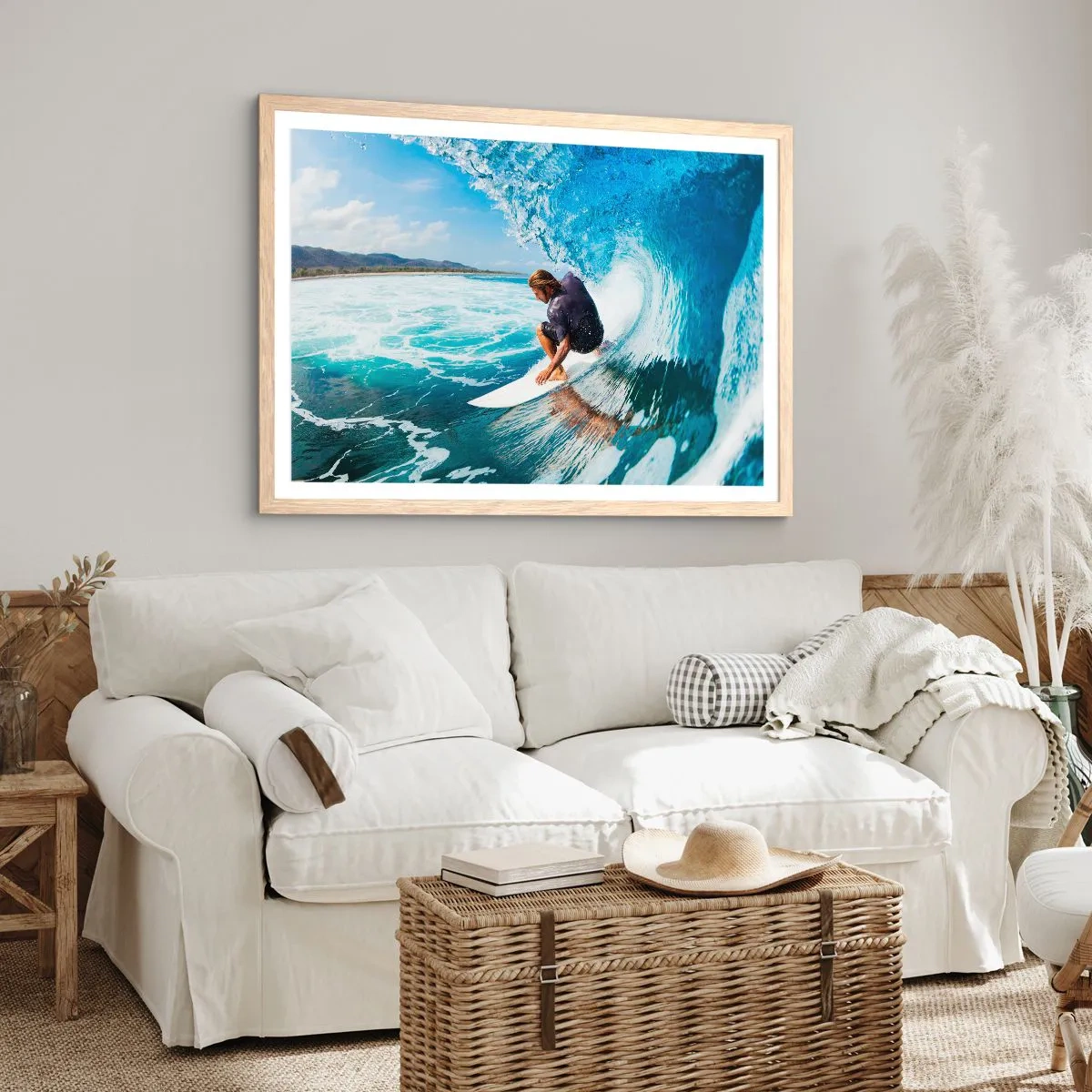 Poster in cornice rovere chiaro - Ballando con le onde - 100x70 cm