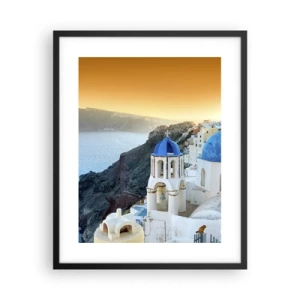 Poster in cornice nera - Santorini: aggrappate alle rocce - 40x50 cm