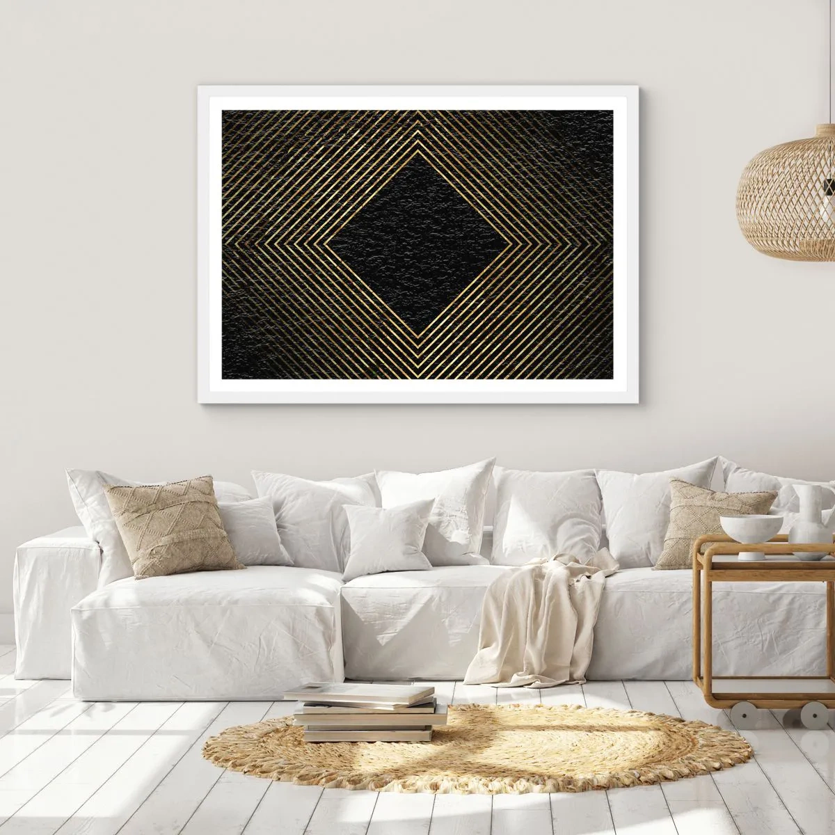Poster in cornice bianca - Geometria in stile glamour - 70x50 cm