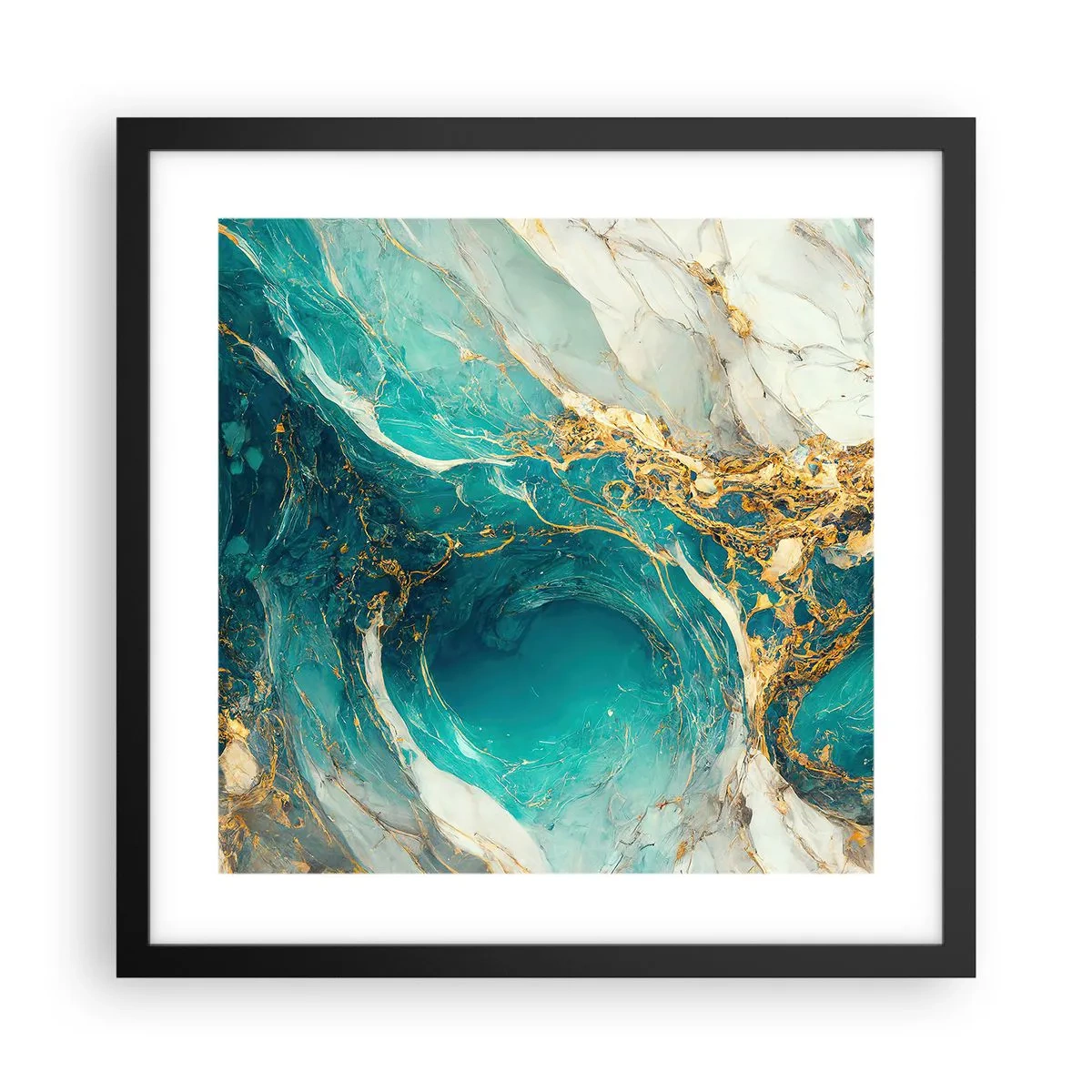 Poster in cornice nera - Composizione con vene d'oro - 40x40 cm