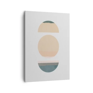 Quadro su tela - Stampe su Tela - Forme geometriche astratte in colori pastello - 50x70cm - Un cerchio dopo l'altro - Decorazione murale moderna per soggiorno e camera da letto ARTTOR