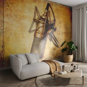 Fotomurali Premium Canvas - Gli anni d'oro della radio - Microfono, Musica, retrò - 350x256 cm