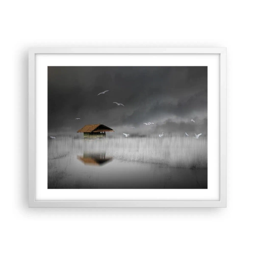 Poster in cornice bianca - Riparo dalla pioggia - 50x40 cm