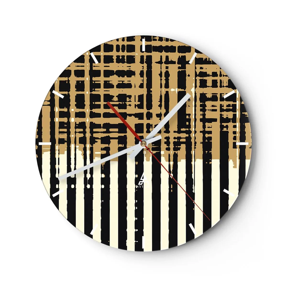 Orologio da parete - Orologio in Vetro - Astrazione geometrica nei toni del beige e del nero - 30x30cm - Astrazione architettonica - Decorazione murale moderna per soggiorno, cucina e camera da letto ARTTOR