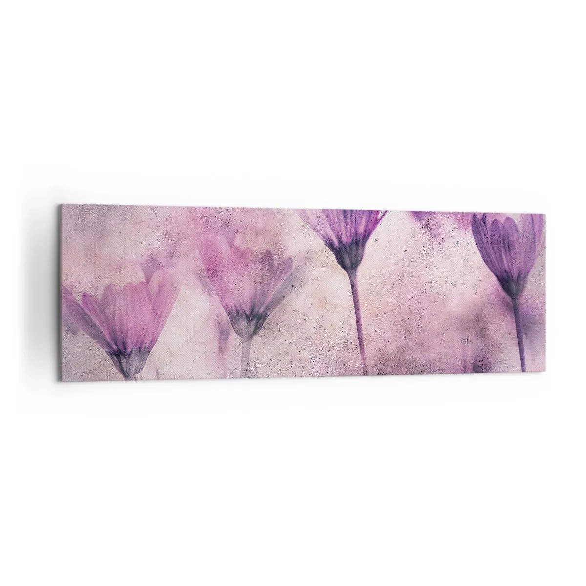 Quadro su tela - Stampe su Tela - Delicati fiori nelle tonalità del viola su uno sfondo chiaro - 160x50cm - Il sogno dei fiori - Decorazione murale moderna per soggiorno e camera da letto ARTTOR