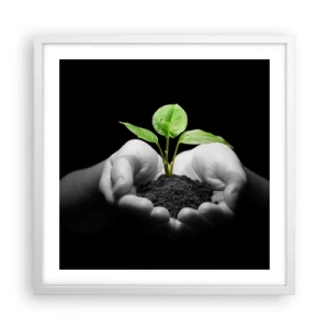 Poster in cornice bianca - Amo la natura, la proteggo - 50x50 cm