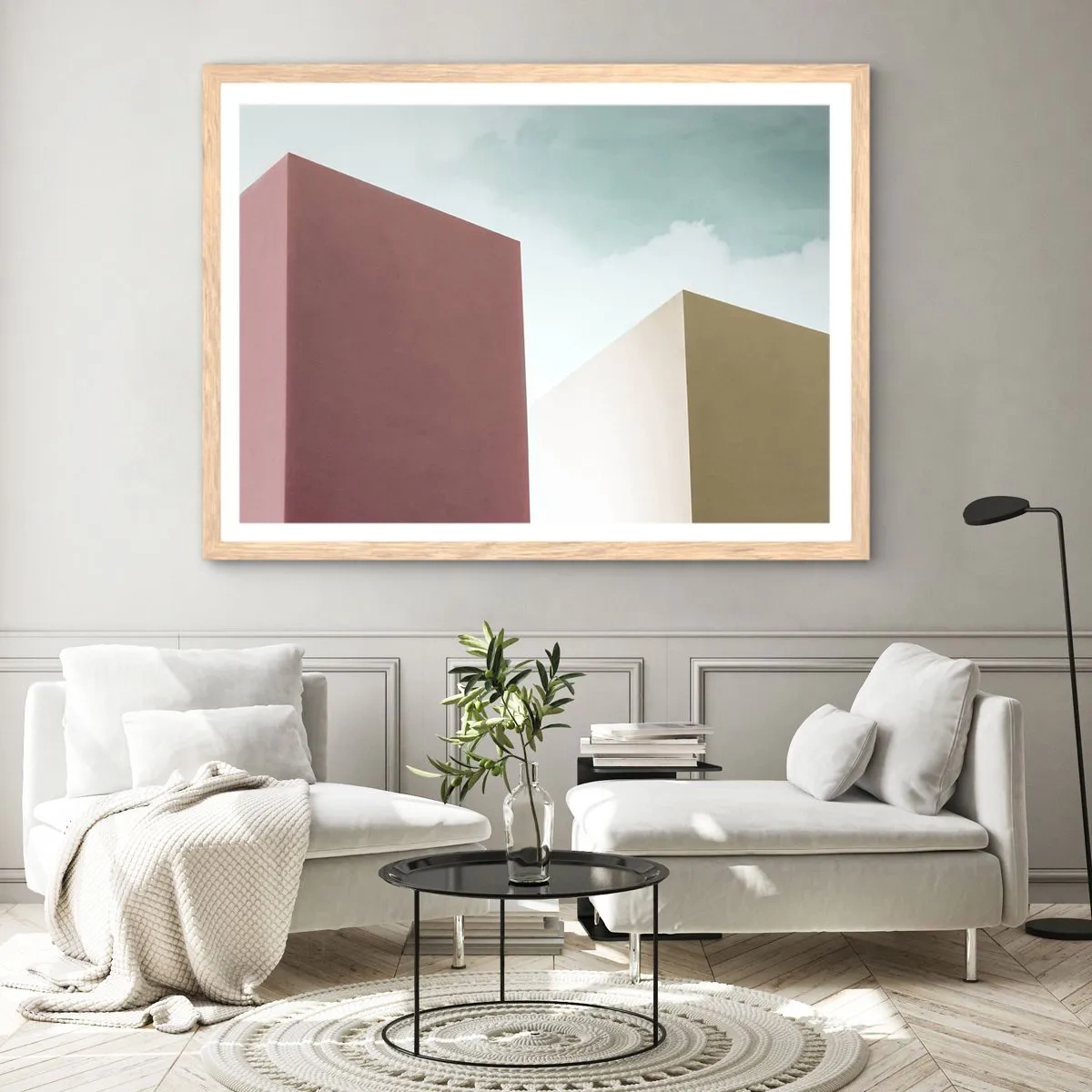 Poster in cornice rovere chiaro - Geometria di un'estate assolata - 100x70 cm