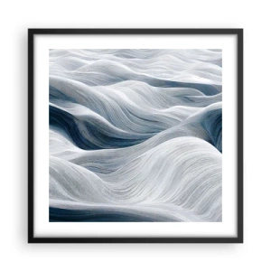 Poster in cornice nera - Onde bianche e blu - 50x50 cm