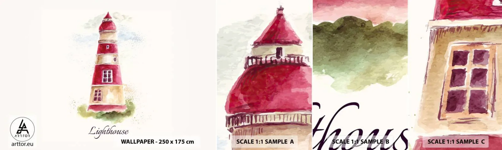 Campione Di Fotomurale Standard Eco - Attorno è sempre bel tempo - Faro, Mare, Mare - 100x30 cm