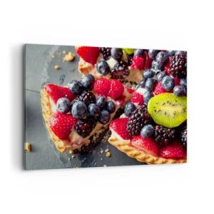 Quadro su tela - Stampe su Tela - Crostata colorata con frutta e panna - 120x80cm - Dolce vita! - Decorazione murale moderna per soggiorno e camera da letto ARTTOR