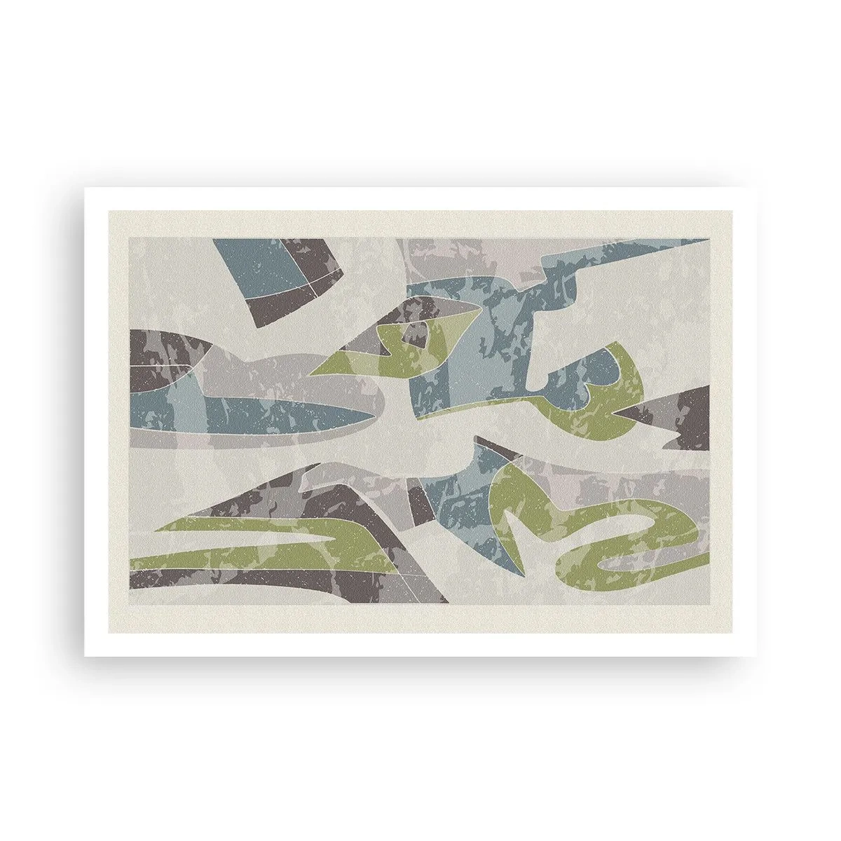 Poster - Forme astratte in verde e blu su uno sfondo chiaro - 100x70cm - Composizione oltre il vetro - Decorazione murale moderna per soggiorno e camera da letto ARTTOR