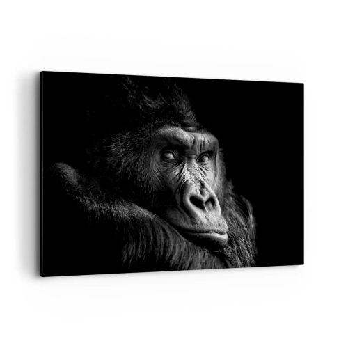 Quadro su tela - Stampe su Tela - Ritratto in bianco e nero di un maestoso gorilla - 120x80cm - E cosa guardi? - Decorazione murale moderna per soggiorno e camera da letto ARTTOR