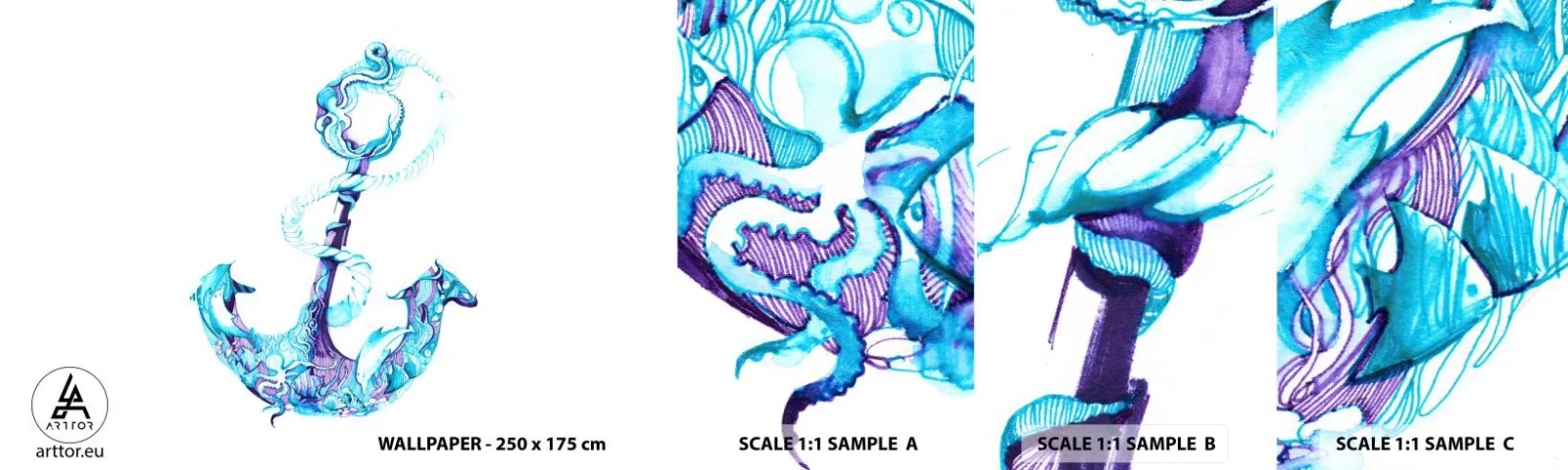 Campione Di Fotomurale Standard Eco - La confidente dei segreti del mare - Astrazione, Ancora, Mare - 100x30 cm