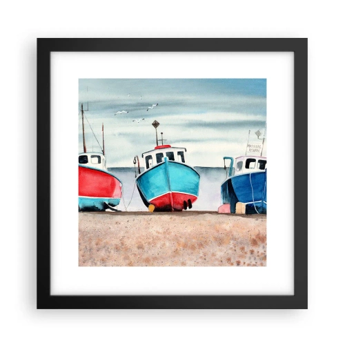 Poster in cornice nera - Pronte alla pesca - 30x30 cm