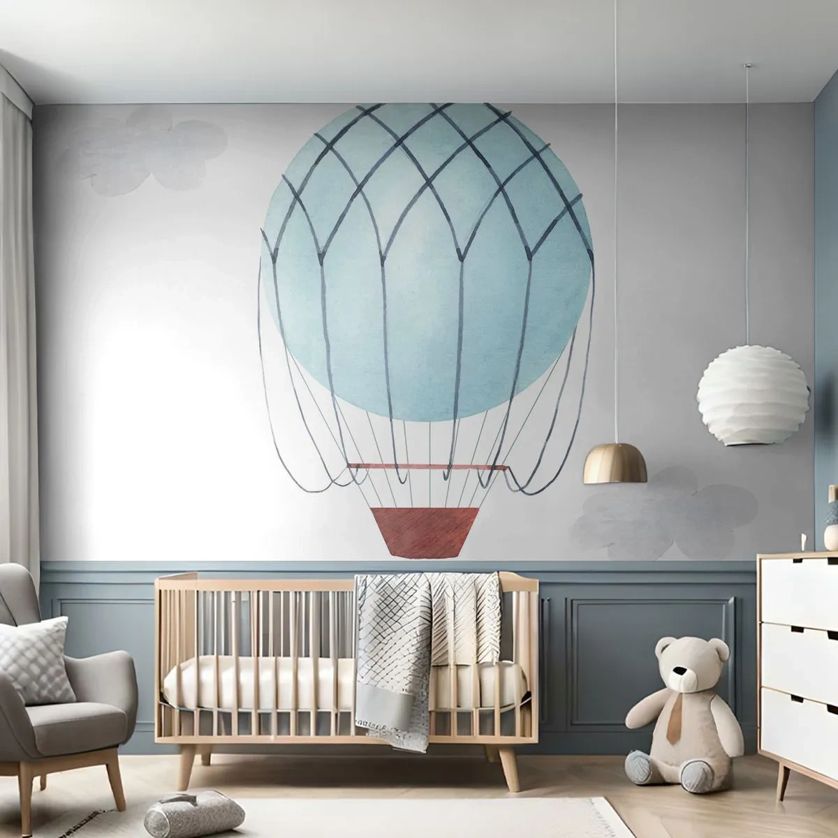Fotomurali Autoadesivo Deluxe Sticker - In mezzo alle nuvole - Bambini, Palloncino, Minimalismo - 250x175 cm