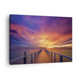 Quadro su tela - Stampe su Tela - Un molo che conduce al mare durante il tramonto - 70x50cm - Senza fine - Decorazione murale moderna per soggiorno e camera da letto ARTTOR